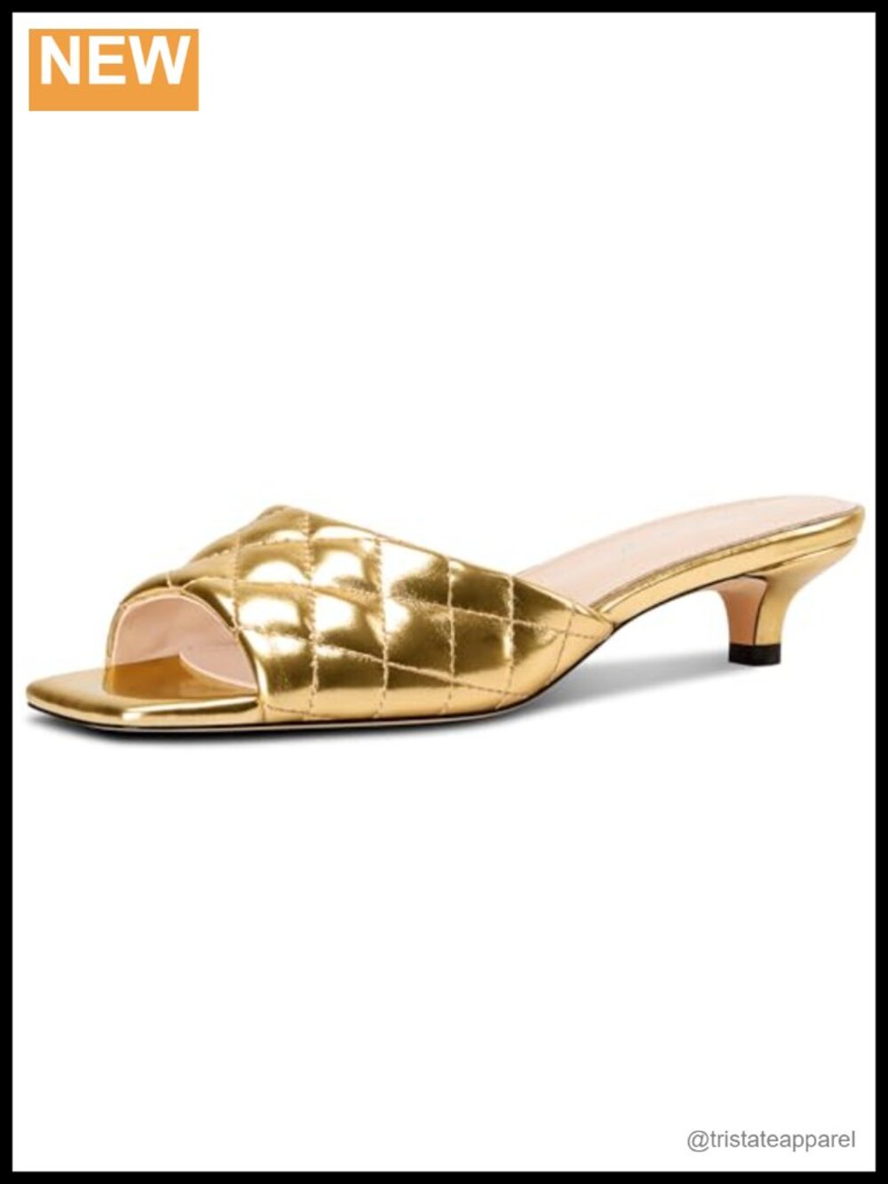 Saekcted Womens Low Heel Mules Kitten Heel Open Square Toe Sandals Slip-on Prom